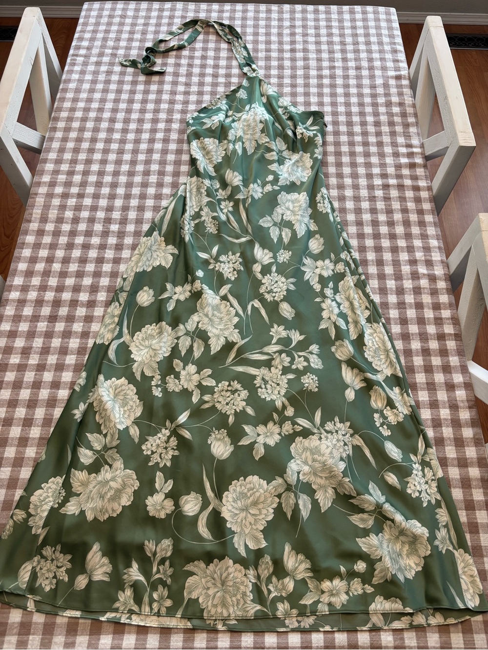 B Darlin Halter Green Floral Dress